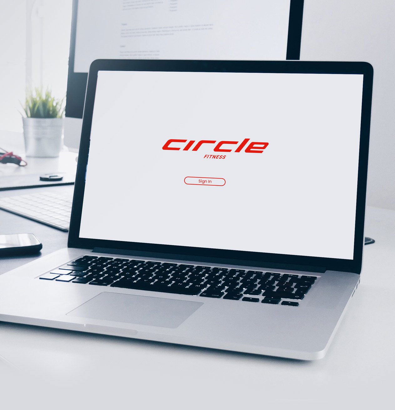 Circle fitness sign-in window on Mac Book screen