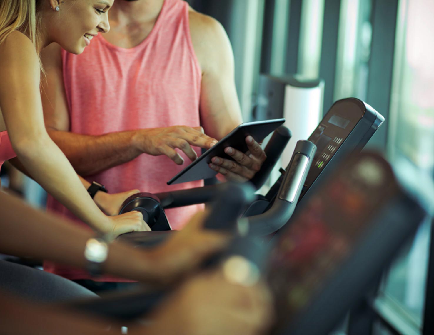 People at gym exploring the console